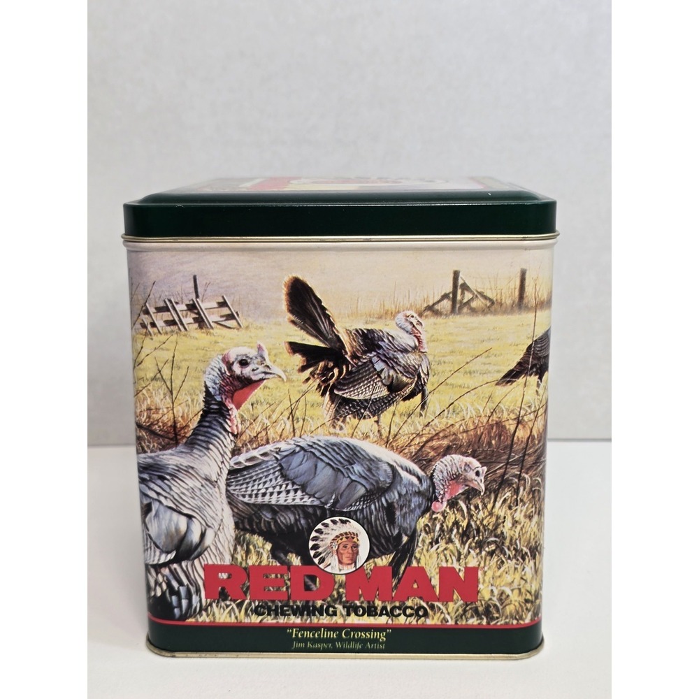 Red Man Chewing Tobacco Vintage Tin  Collectible Metal 1996 "Fenceline Crossing"